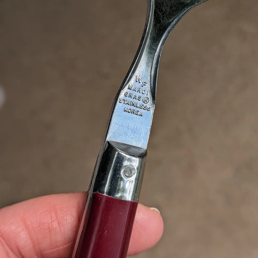 W F Washington Forge Mardi Gras 3 Serving Pieces Flatware Maroon Red Stainless